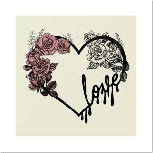 Love heart and roses dark romantic design Posters and Art